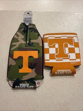 Ameda Orange Logo Camo and Checker Can Koozies